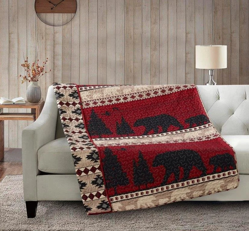 Rustic Creekside Bear Quilt