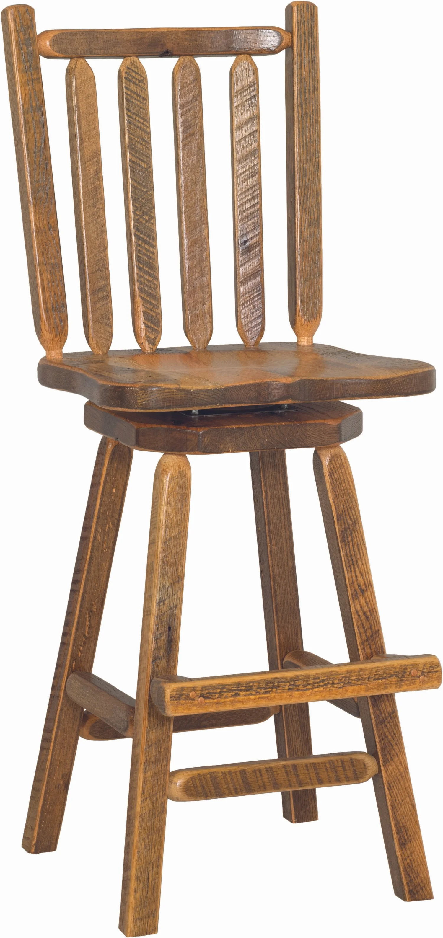 Reclaimed Barnwood Bar Stool Swivel Back — Ma Pa's