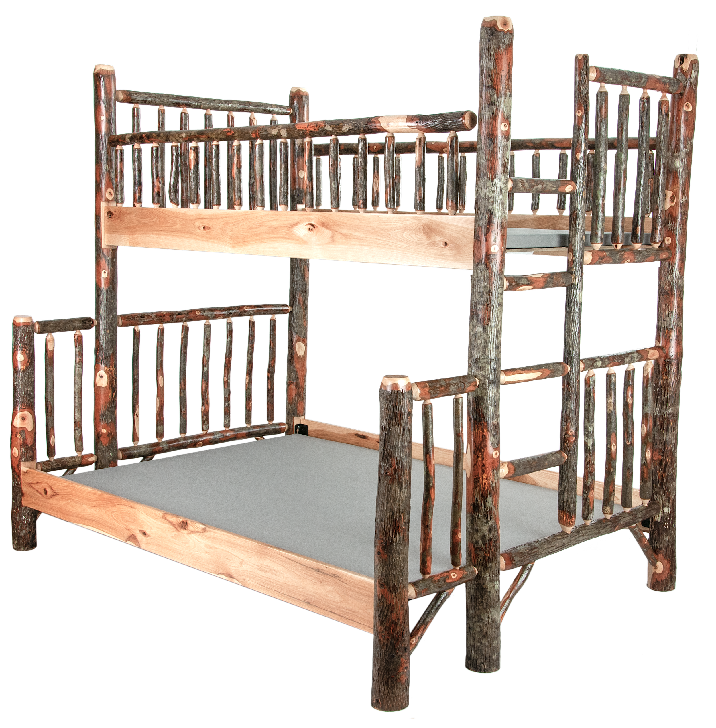 Rustic Hickory Log Bunk Bed with Drawers or Without