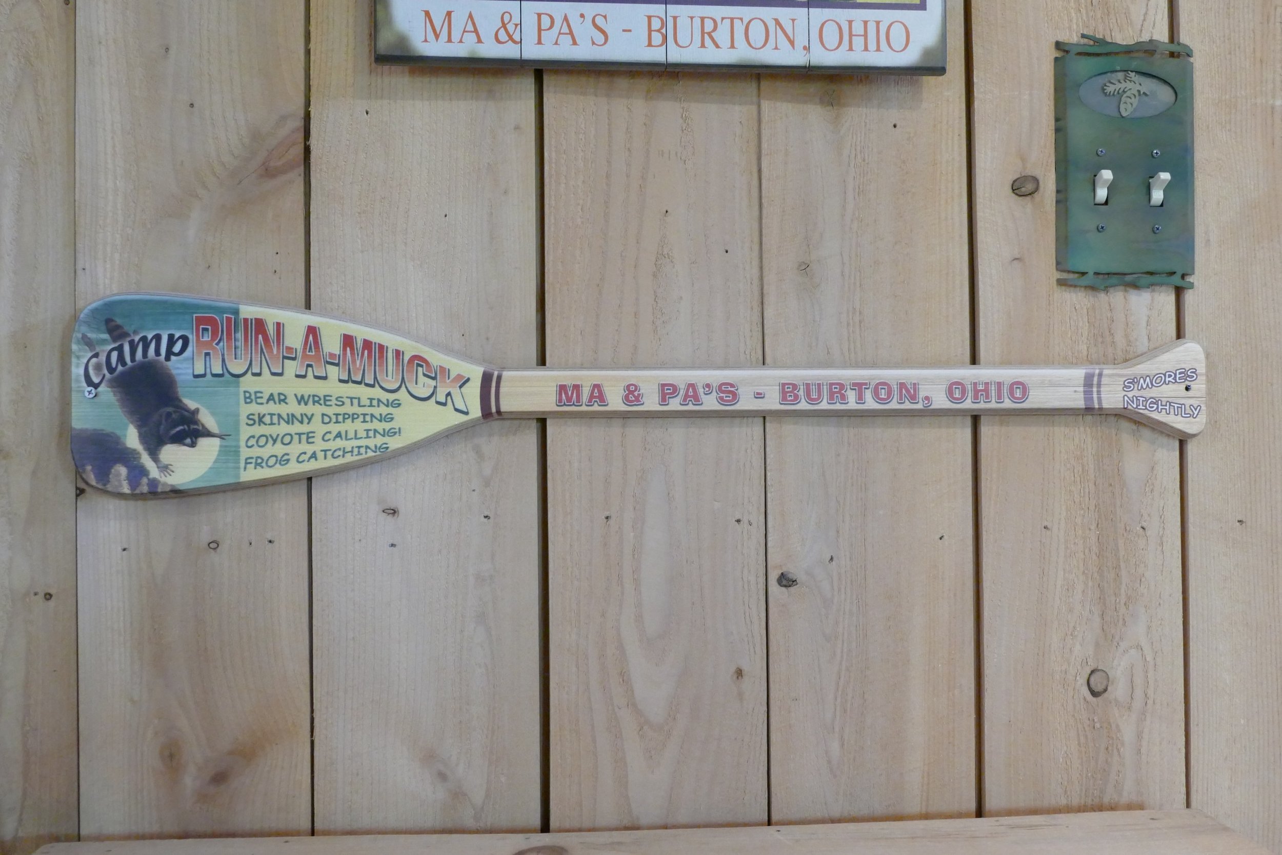 Camp Run-a-Muck Paddle Oar Wood Sign Made in the USA