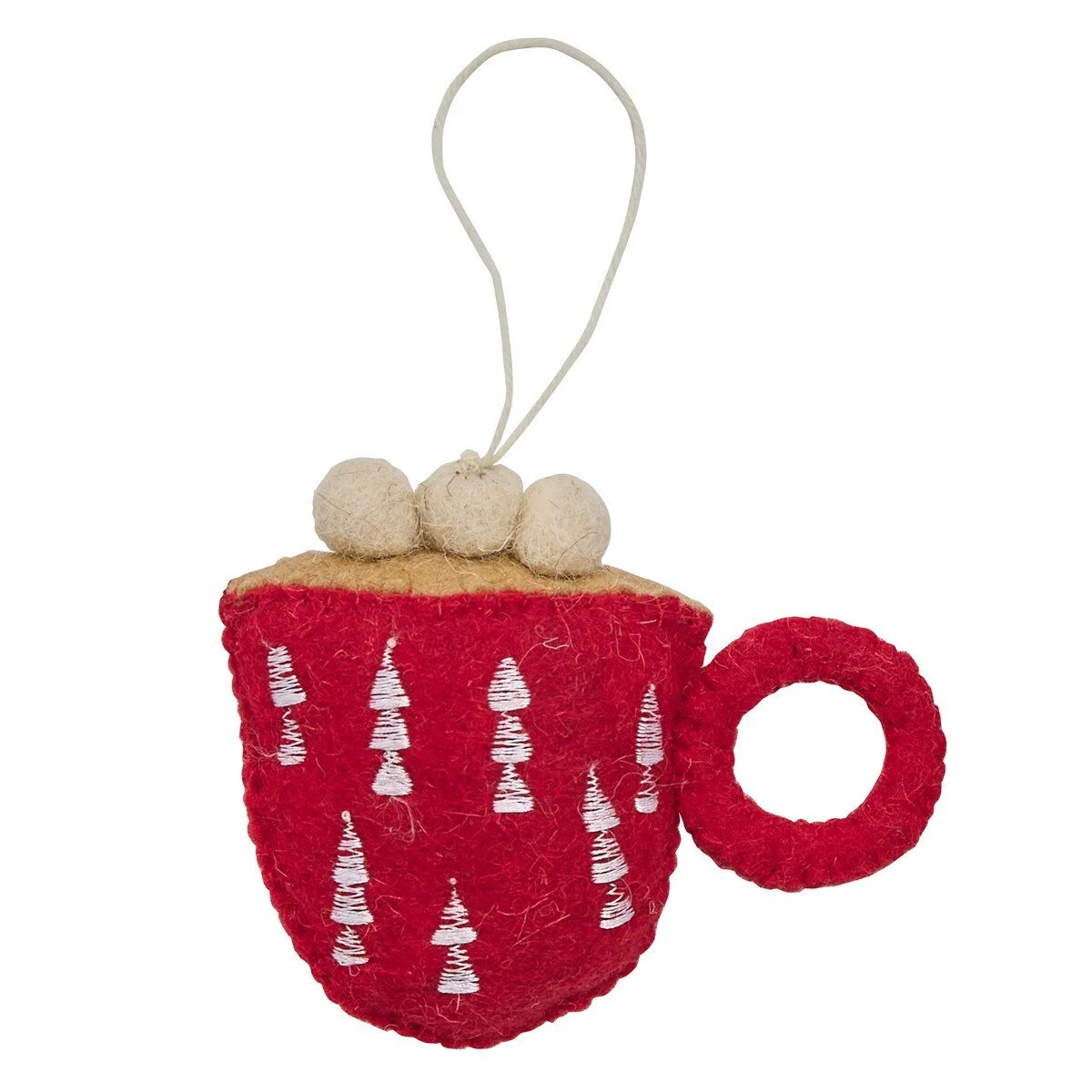 Felted Wool Hot Cocoa Ornament