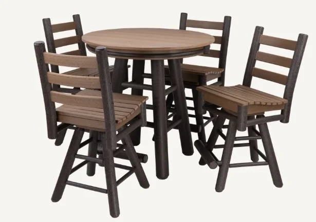 Poly Log Bar Stool Ladder Back Swivel