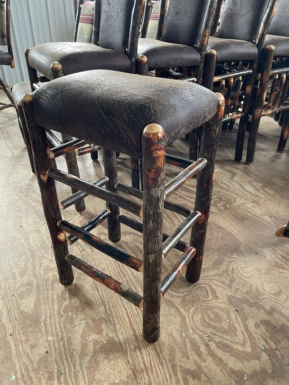 Upholstered Hickory Bar or Counter Stool No Back — Ma Pa's
