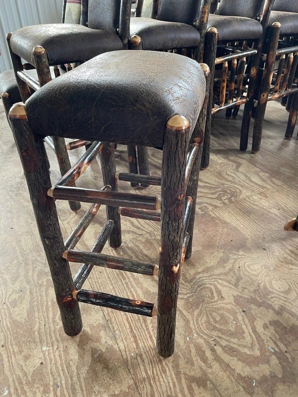 Upholstered Hickory Bar or Counter Stool No Back — Ma Pa's