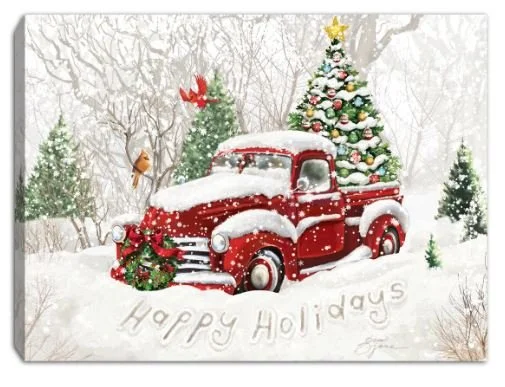 Red Truck Table Top Light Up Canvas