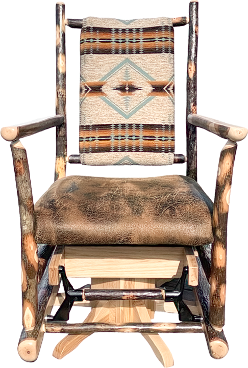 Rustic Hickory Straight Back Swivel Glider