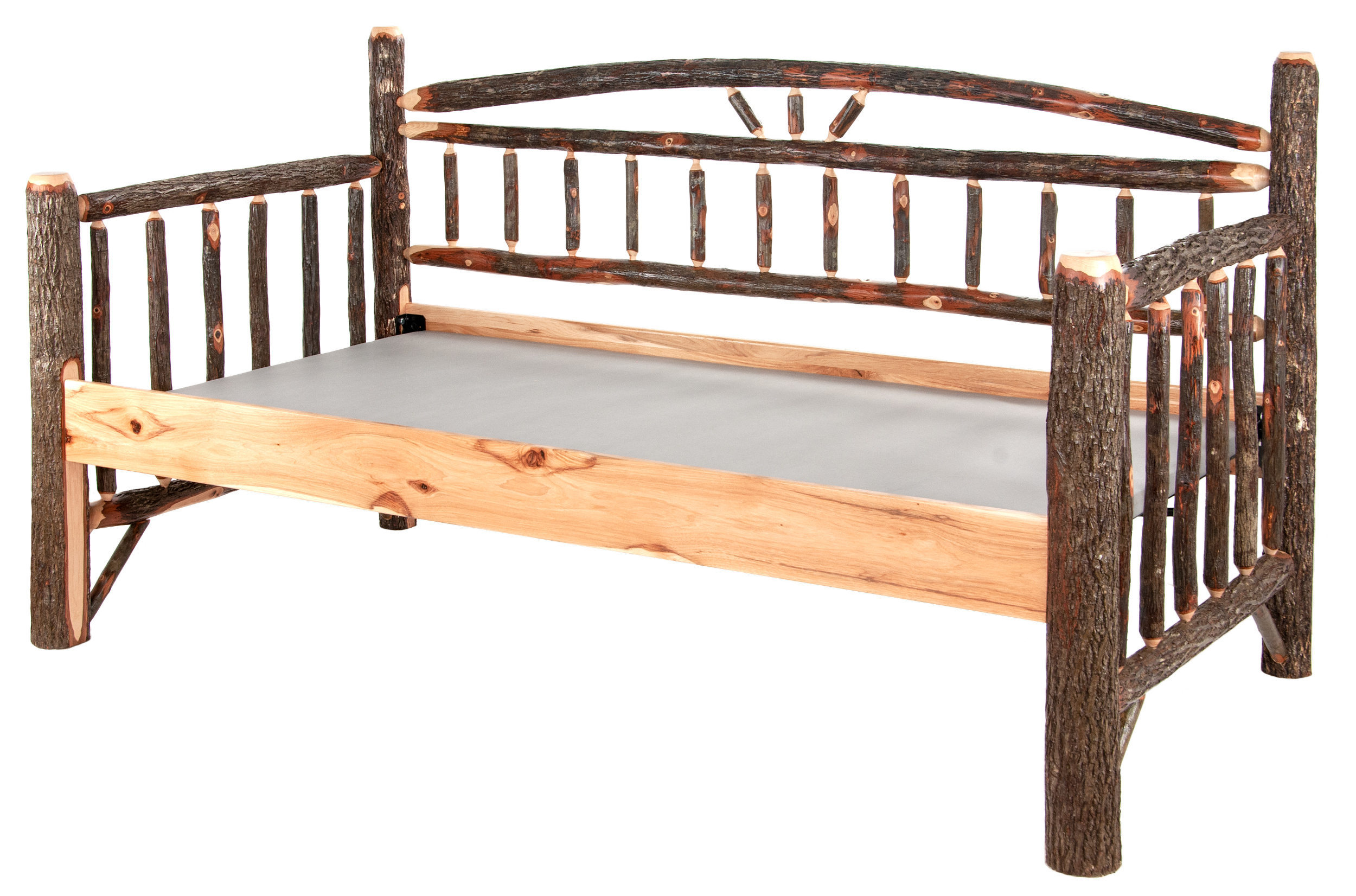 Rustic Hickory Log Bed Day Bed with or without Drawers