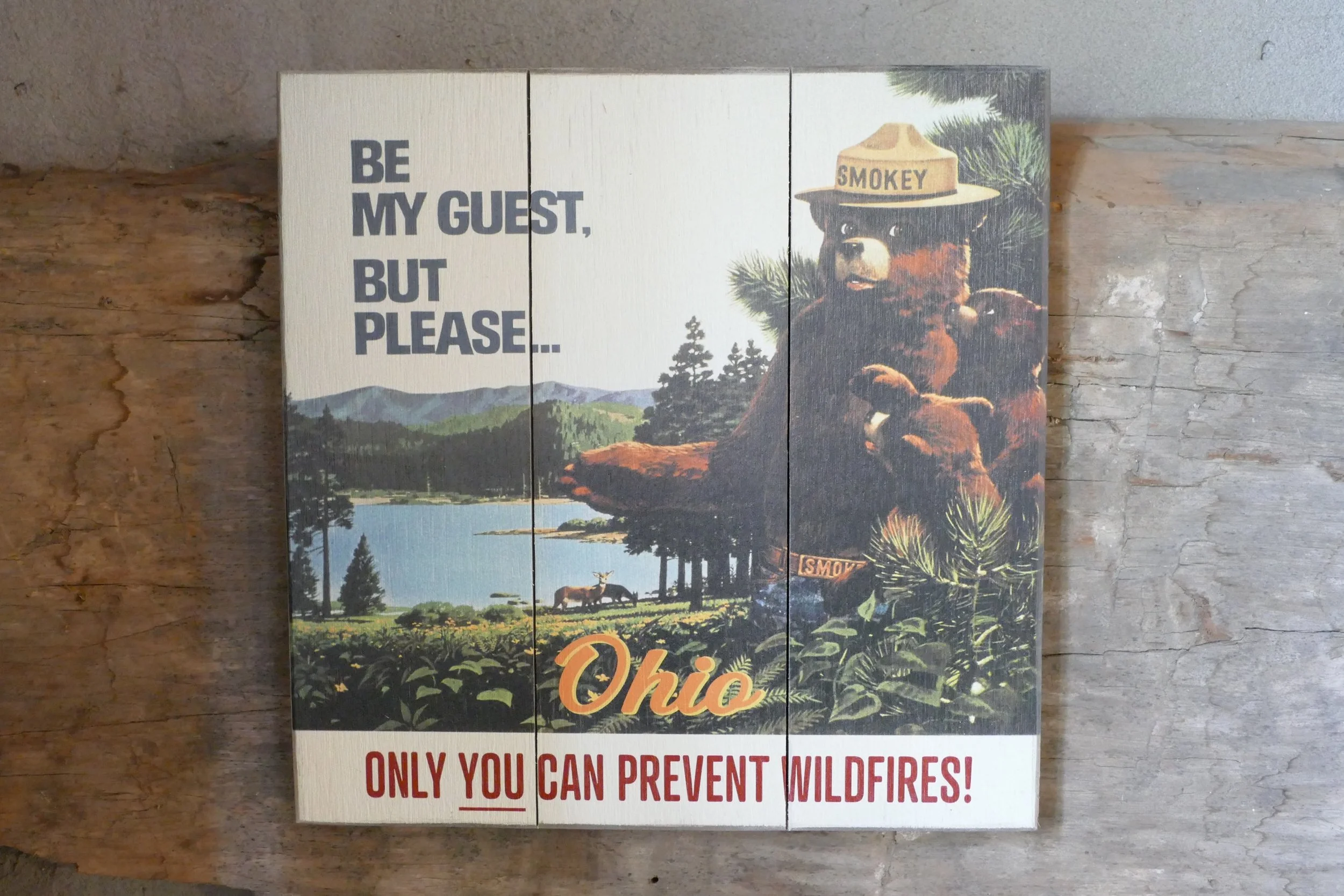 Licensed Smokey the Bear Wooden Sign Made in the USA