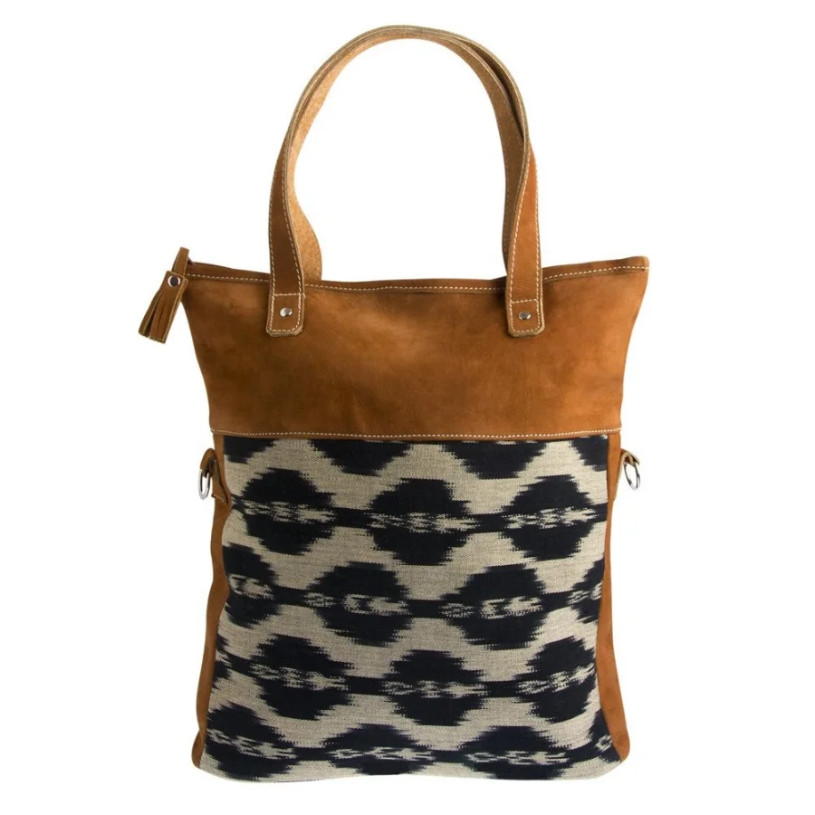 Wool and leather Ikat Handbag