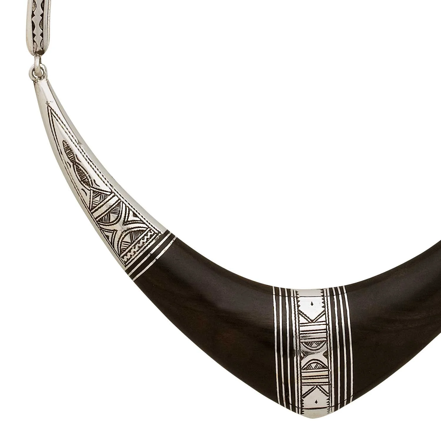 tribal style necklace ebony and silver