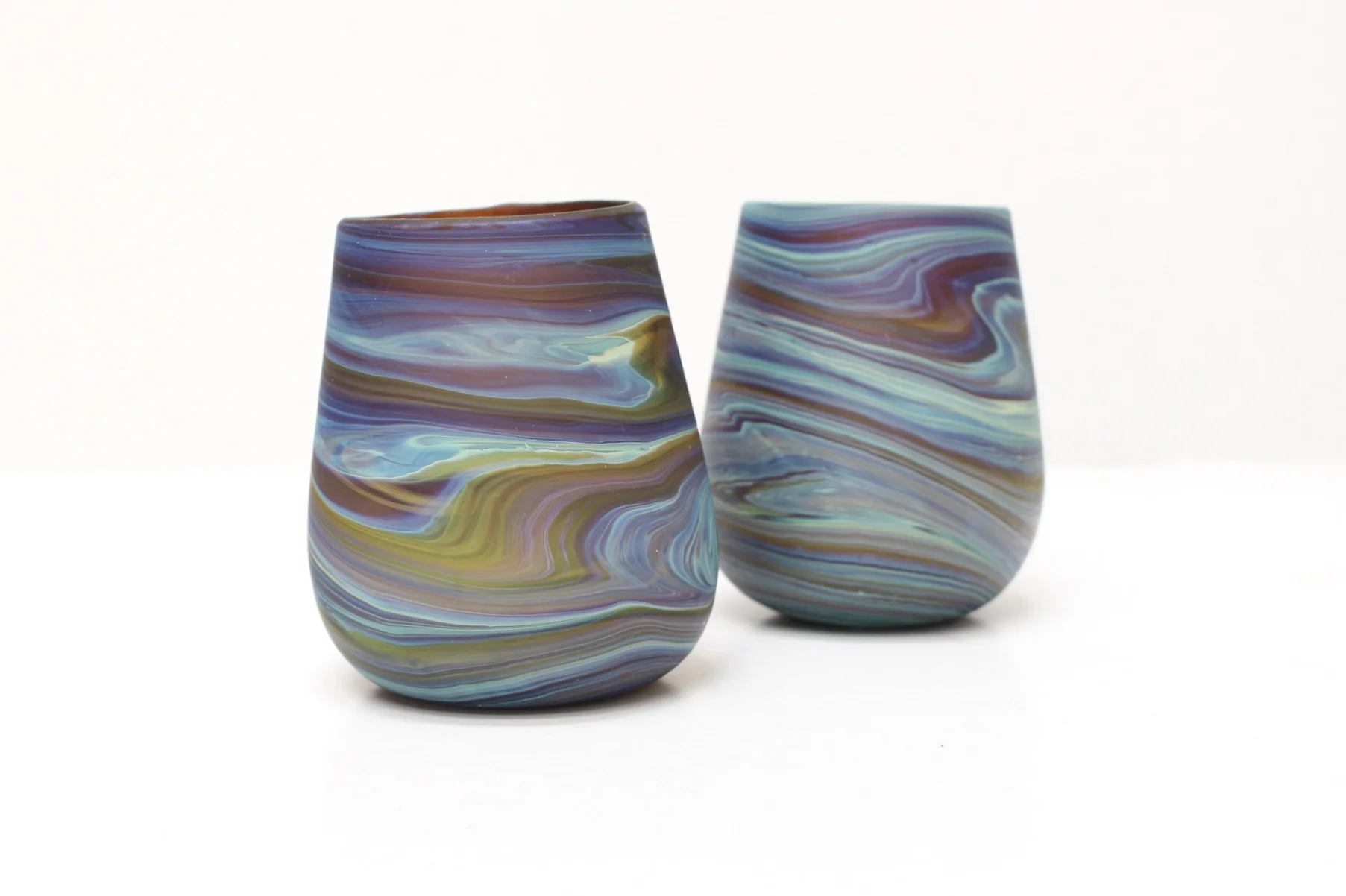 Hebron Recycled Glass Tumbler - Blue/Brown