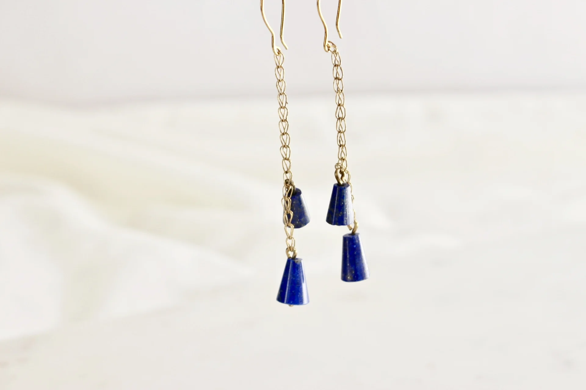 Lapis Blue Bell Drop Earrings