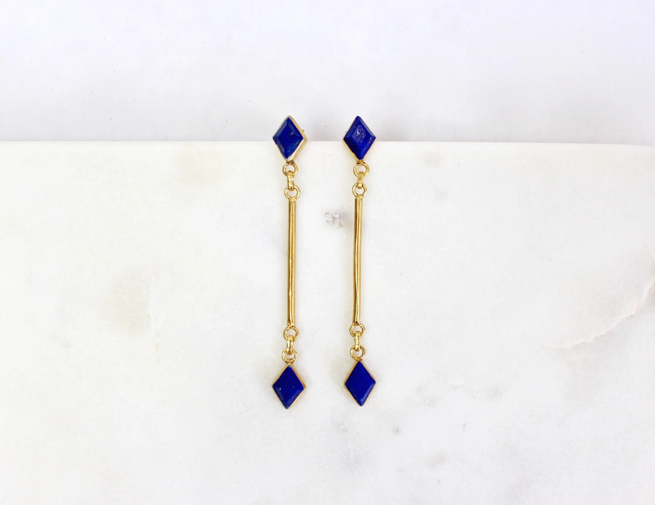 Milla Tops Brass and Lapis Lazuli Earrings