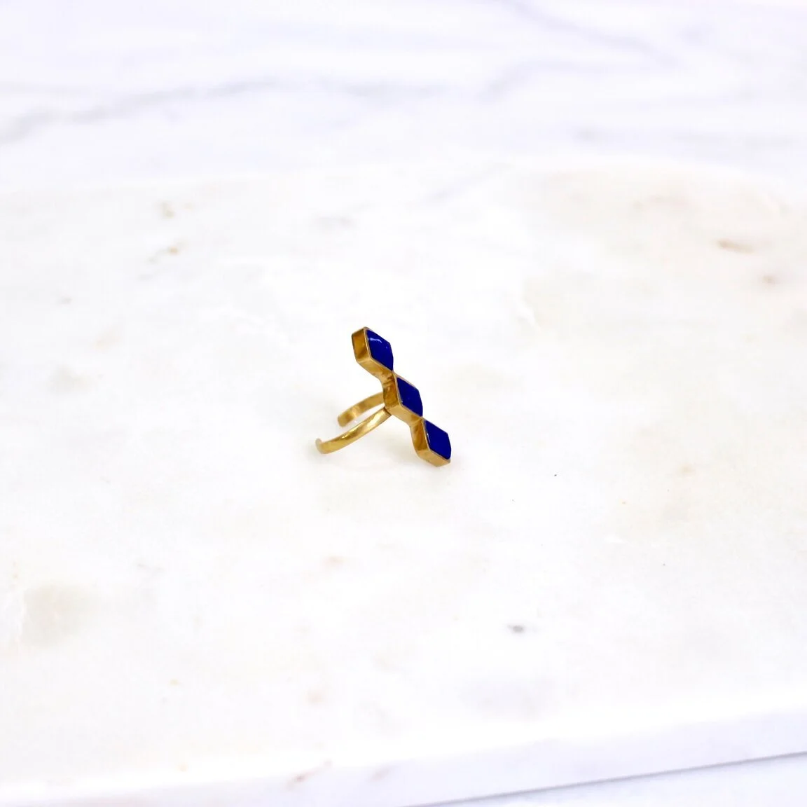 Brass & Lapis Trio Ring