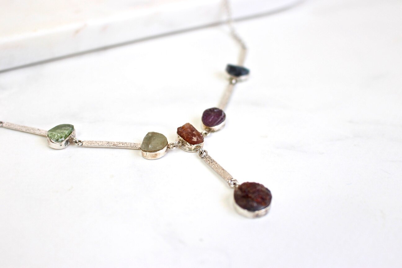 Silver &amp; Gem Necklace