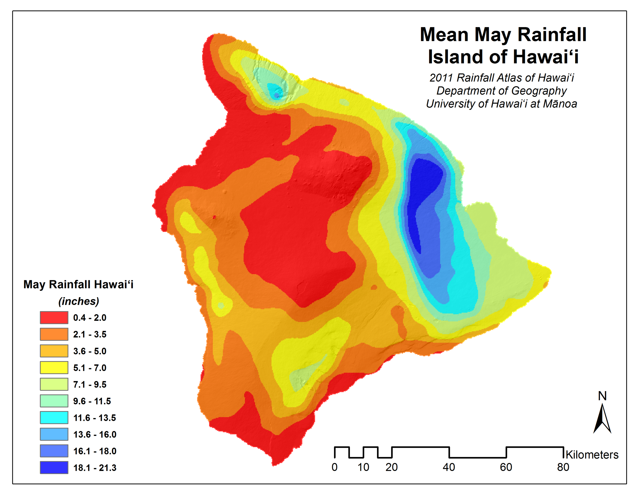 May Rainfall for Island of Hawaii