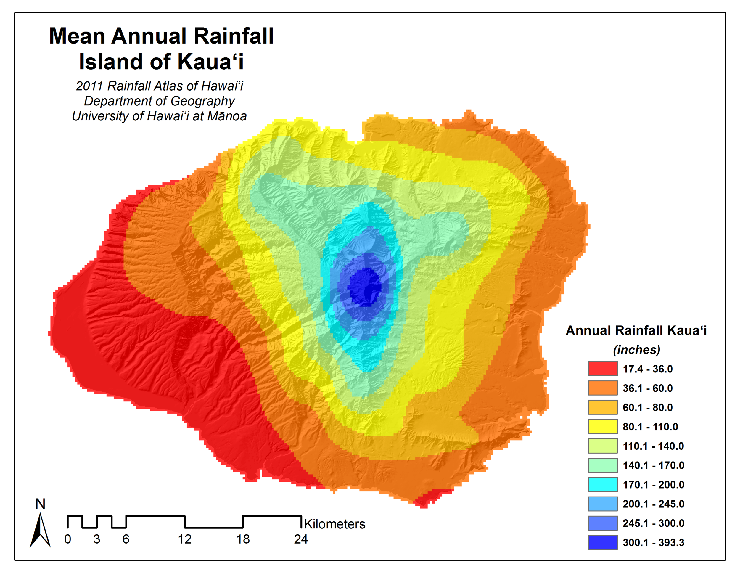 Mean Annual Rainfall on Kauai