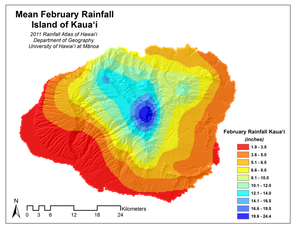 February Rainfall on Kauai