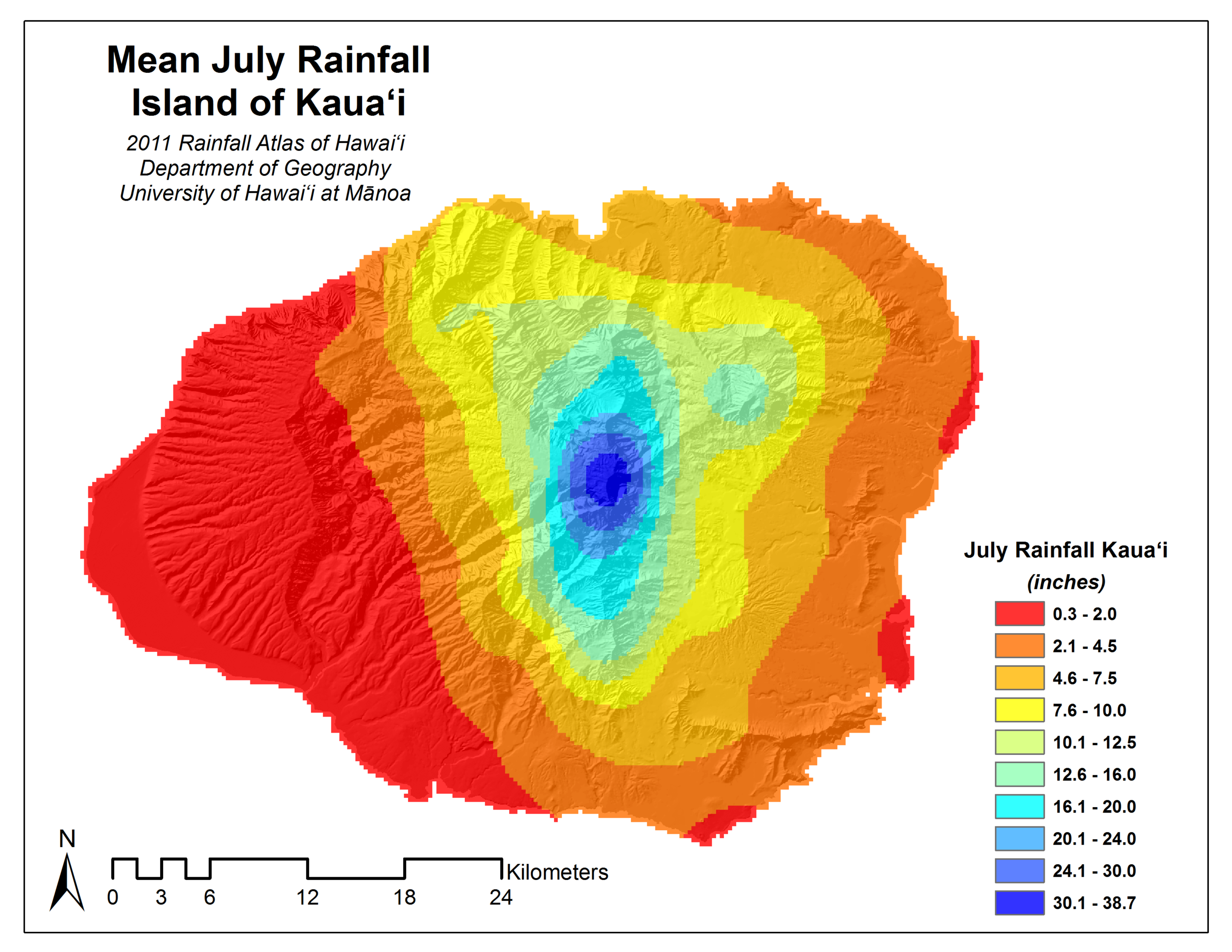 July Rainfall on Kauai