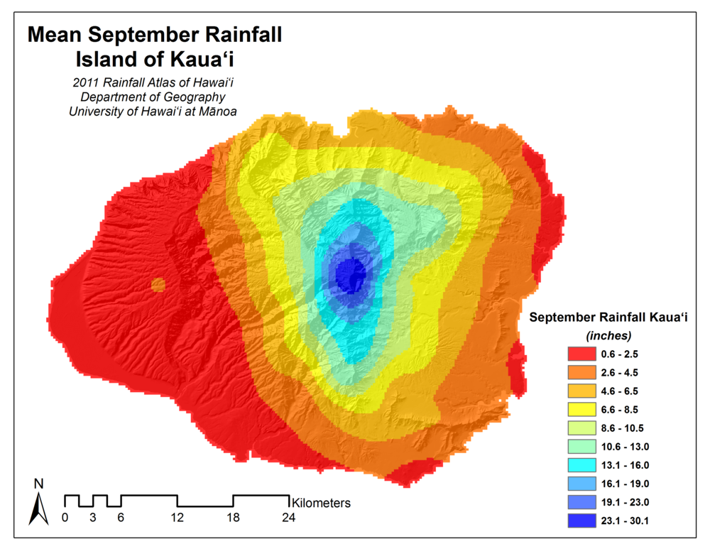 September Rainfall on Kauai