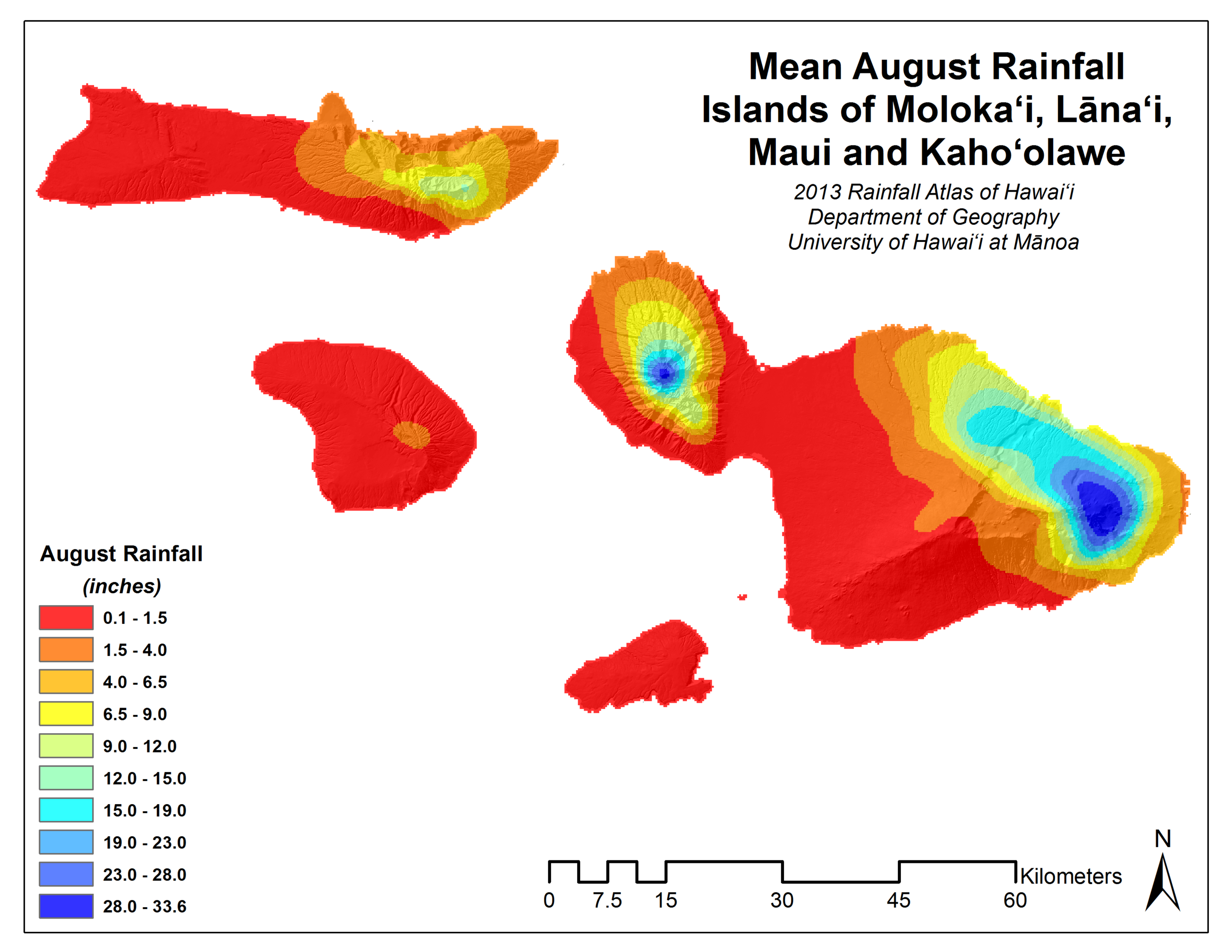 August Rainfall on Maui