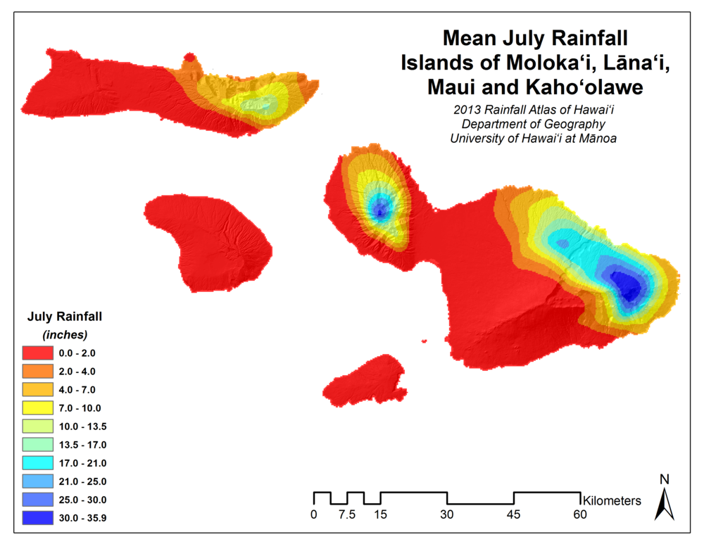 July Rainfall on Maui