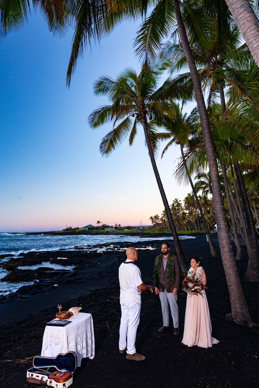 black sand beach wedding