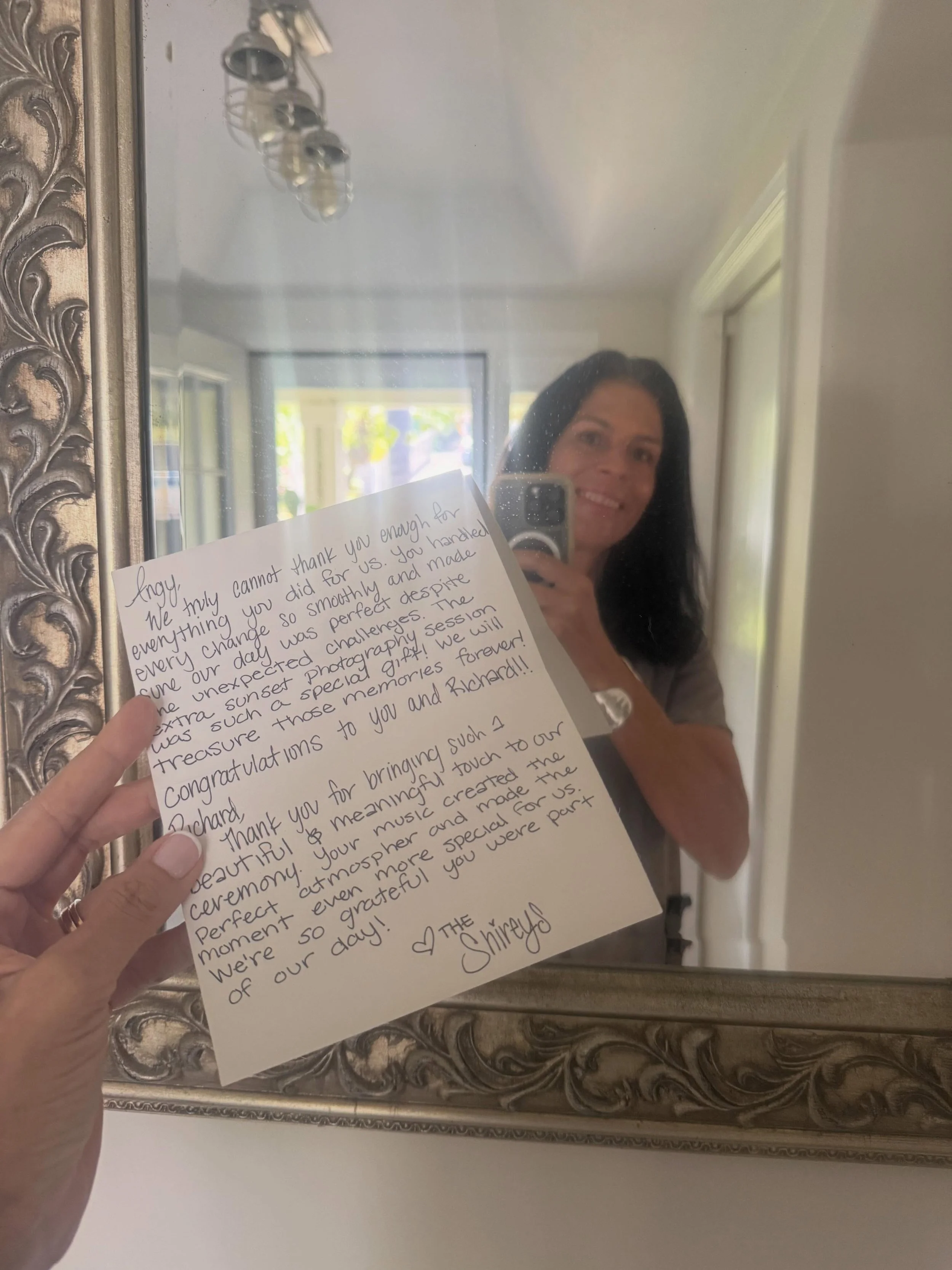 I love getting notes from our couples. We were hired by a photographer to plan her wedding and to photograph it. Even so I have a degree in photography and videography I get a little nervous photographing another professional photographer. Their wedd