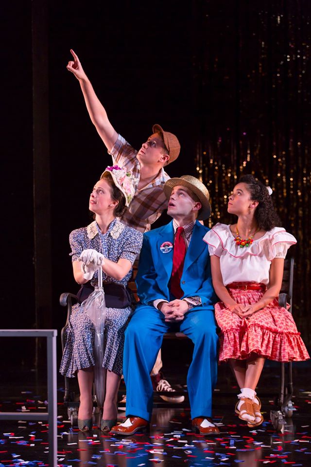 front: Baize Buzan (Maggie), Andrew Burnap (George), Juliana Canfield (Gladys); rear: Aubie Merrylees (Henry)