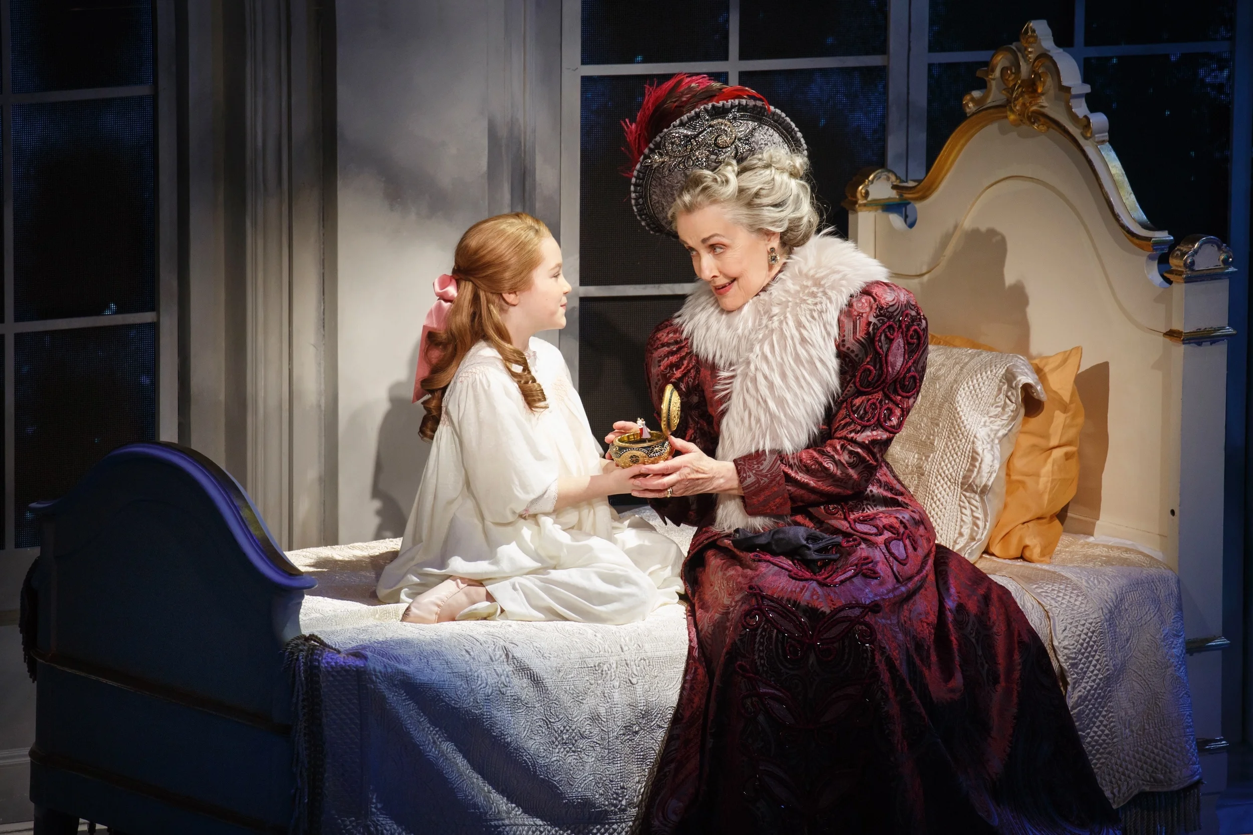Anastasia, age 6 (Nicole Scimeca), Dowager Empress (Mary Beth Peil) (photo: Joan Marcus)