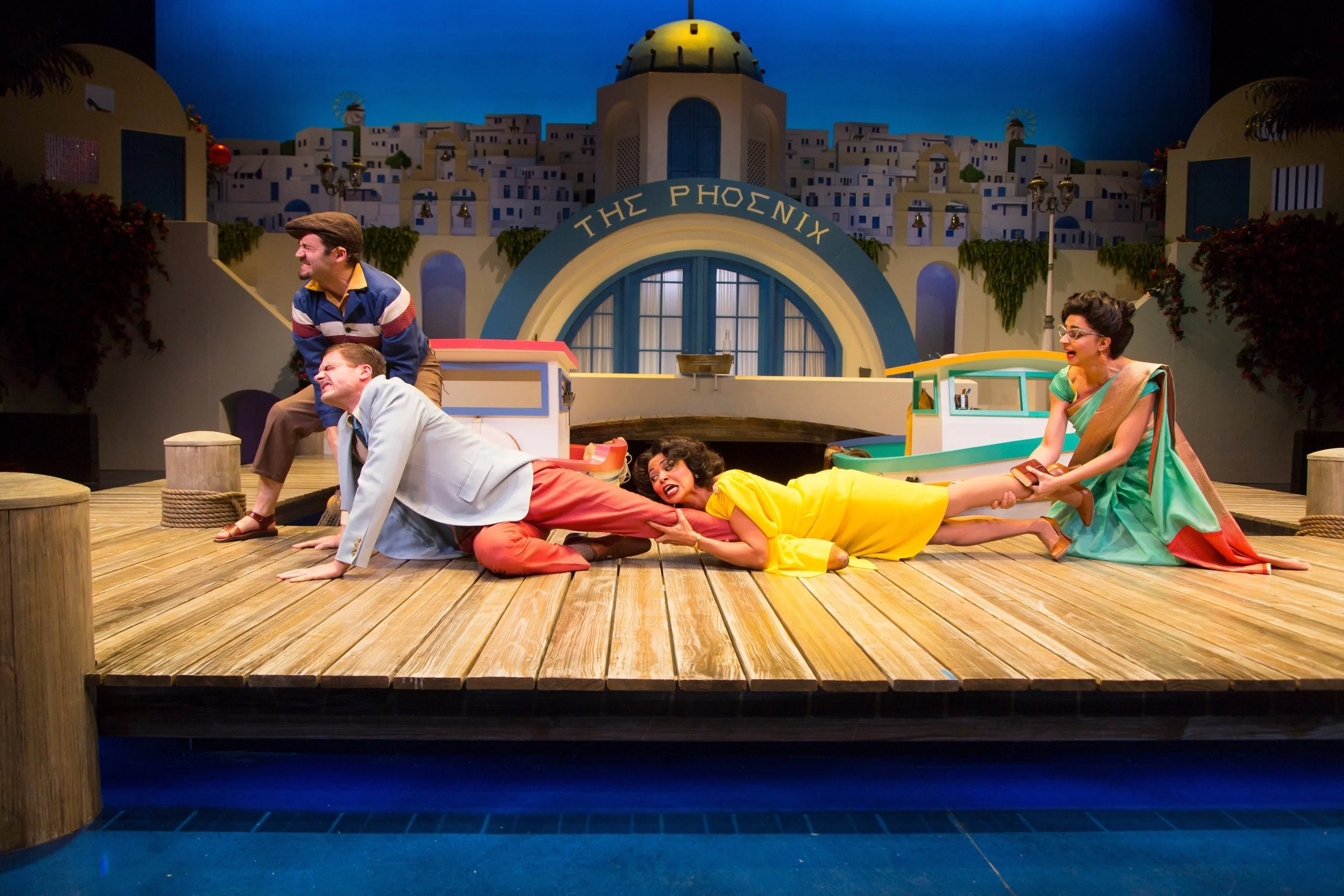 Dromio of Syracuse (Alan Schmuckler), Antipholus of Syracuse (Tyler Lansing Weaks), Adriana (Jolly Abraham), Luciana (Mahira Kakkar) (photo: T. Charles Erickson)