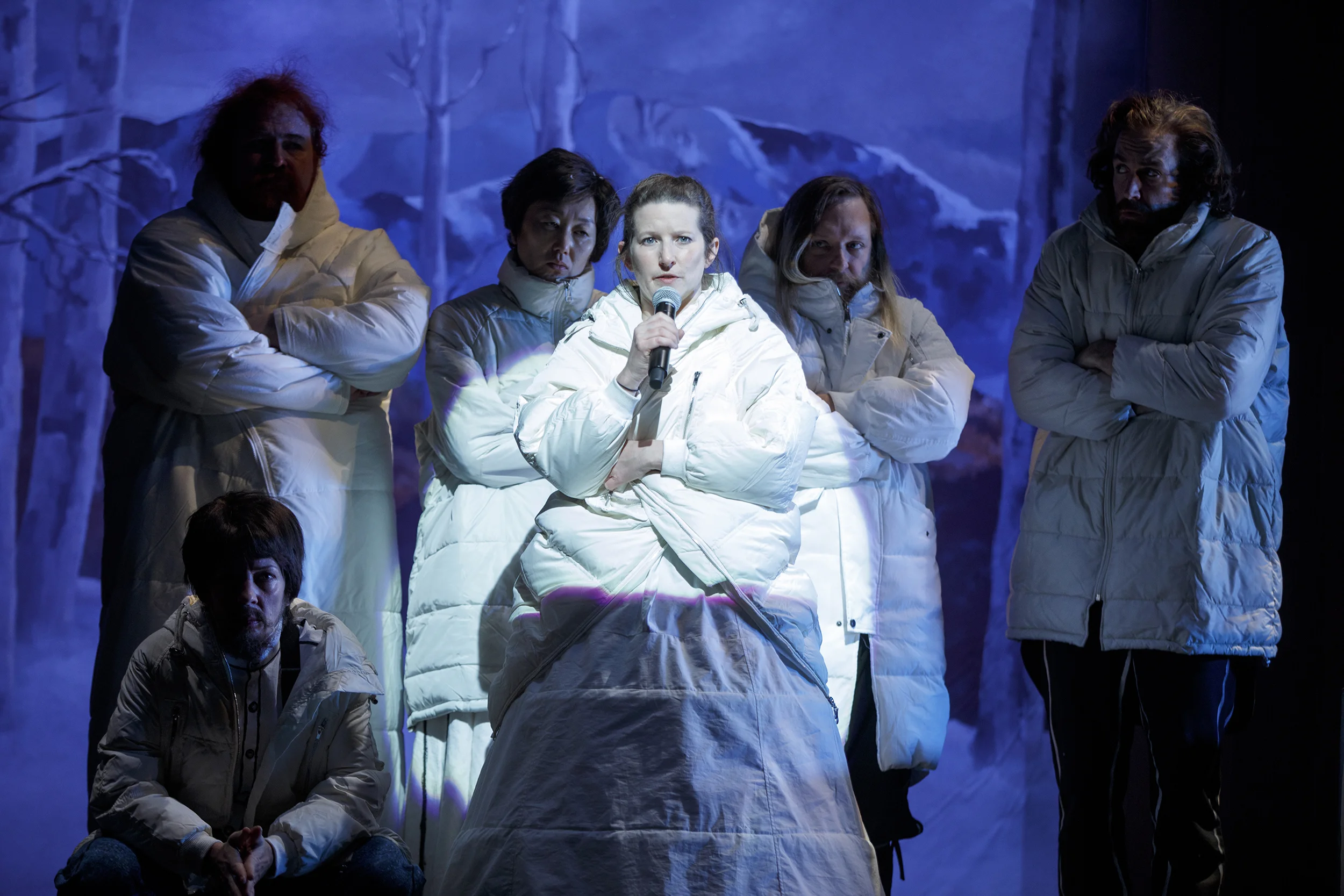 Lana Lesley (kneeling), Lowell Bartholomee, Mari Akita, Hannah Kenah, Robert S. Fisher, Thomas Graves
