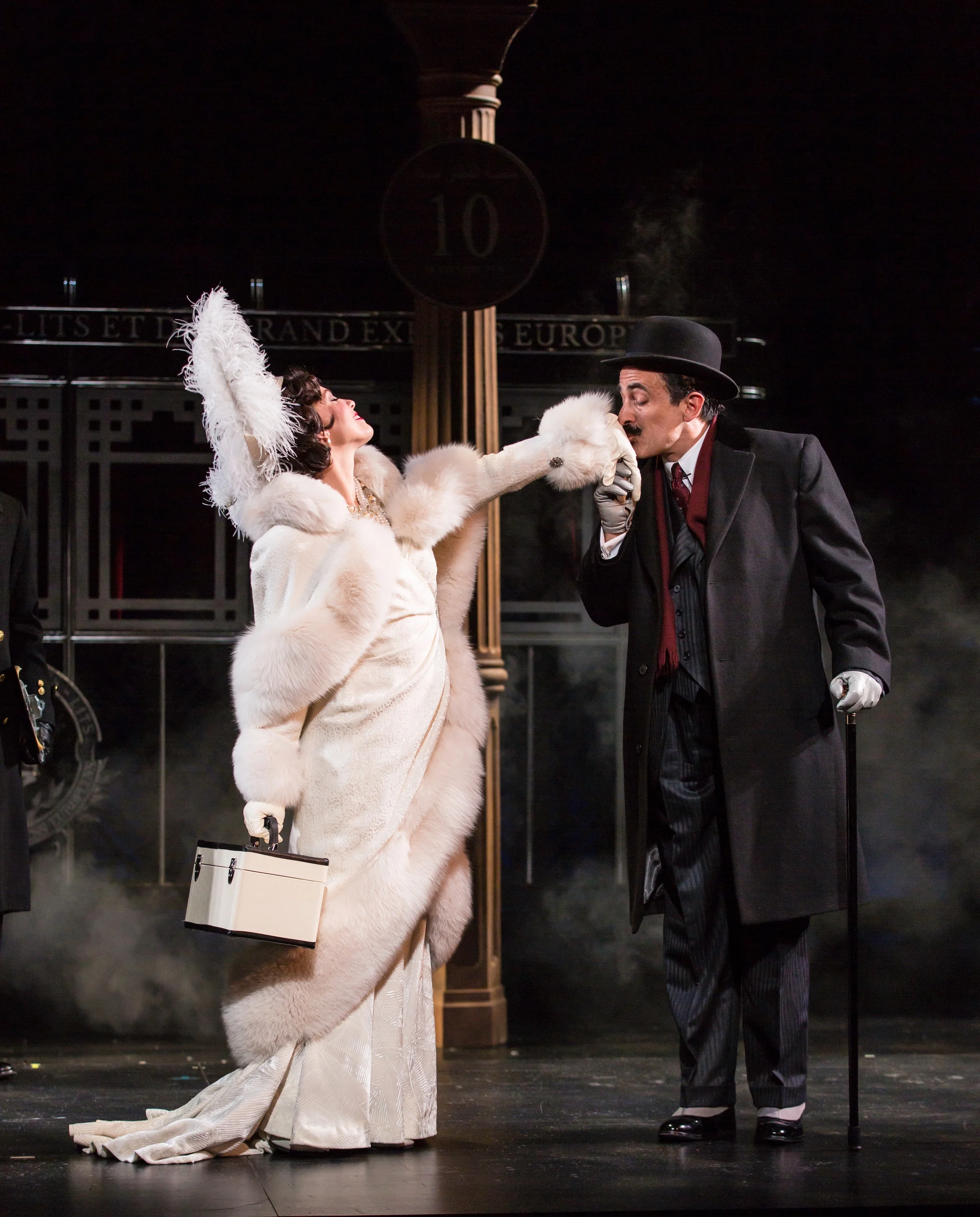 Countess Andrenyi (Leigh Ann Larkin), Hercule Poirot (David Pittu)
