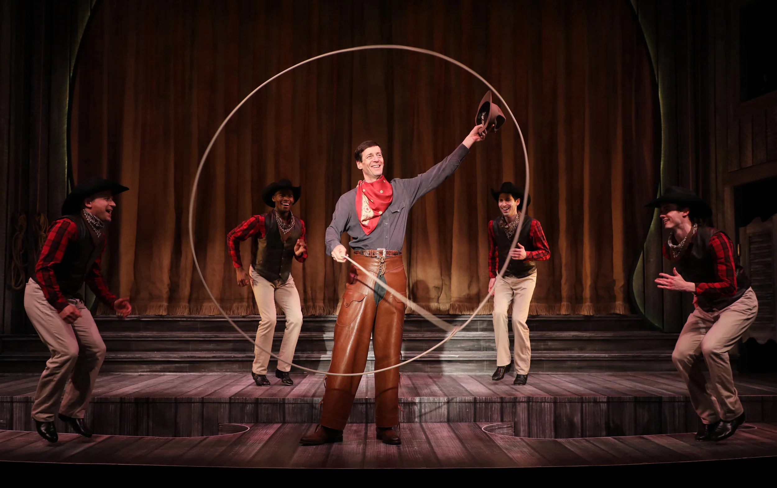 Will Rogers (David M. Lutken), with Michael Biren, Borris York, Brad Frenette, Aaron Burr (photos by Diane Sobolewski)