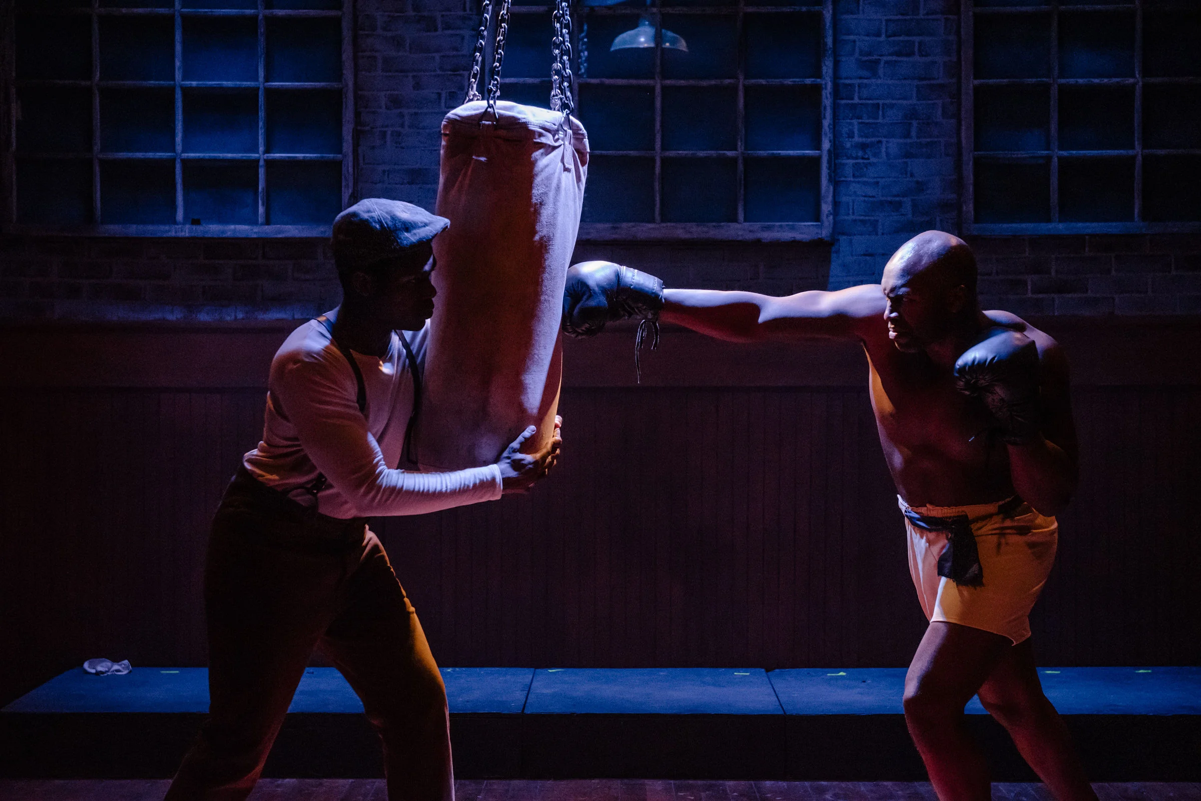 Jay “The Sport” Jackson (Christopher Bethune) trains, in Collective Consciousness Theatre’s production of Marco Ramirez’s The Royale, directed by Jenny Nelson (photos courtesy of CCT)