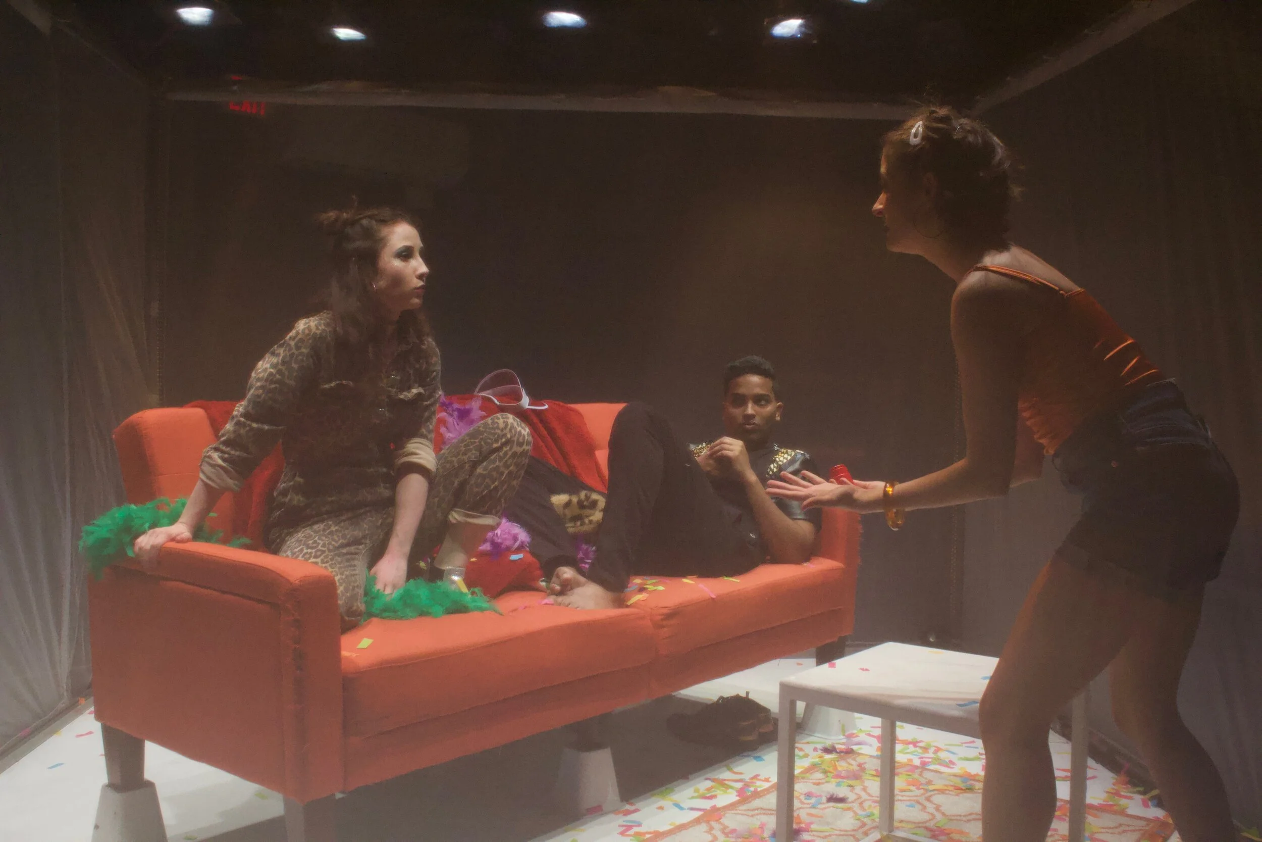 The Girl (Doireann Mac Mahon), Dragon (Edwin Joseph), Squirrel (Leyla Levi) in How to Relearn Yourself , Yale Cabaret, October 10-12, 2019