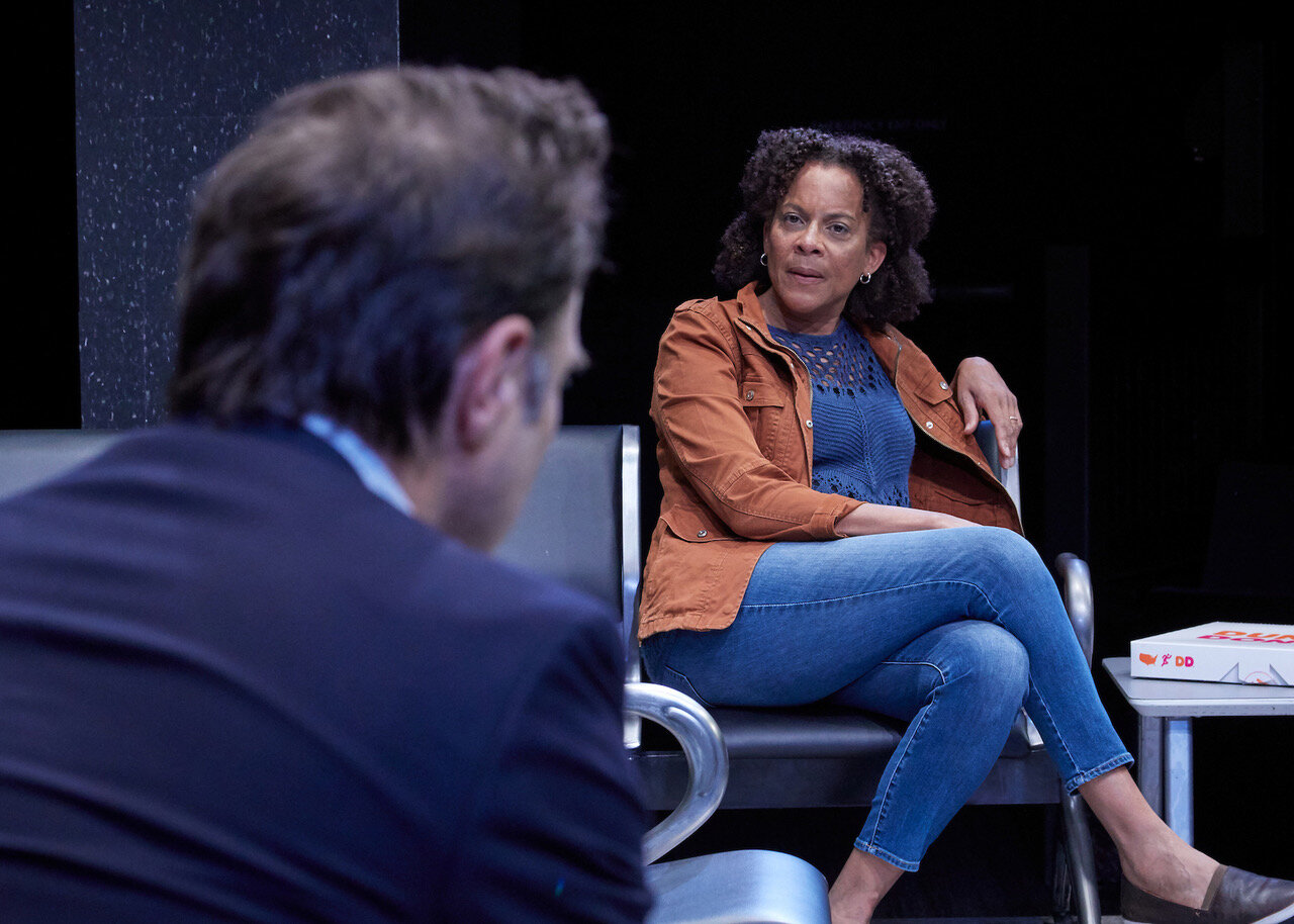 Scott Connor (J Anthony Crane), Kendra Ellis-Connor (Ami Brabson) in American Son , TheaterWorks (photo by Lanny Nagler)