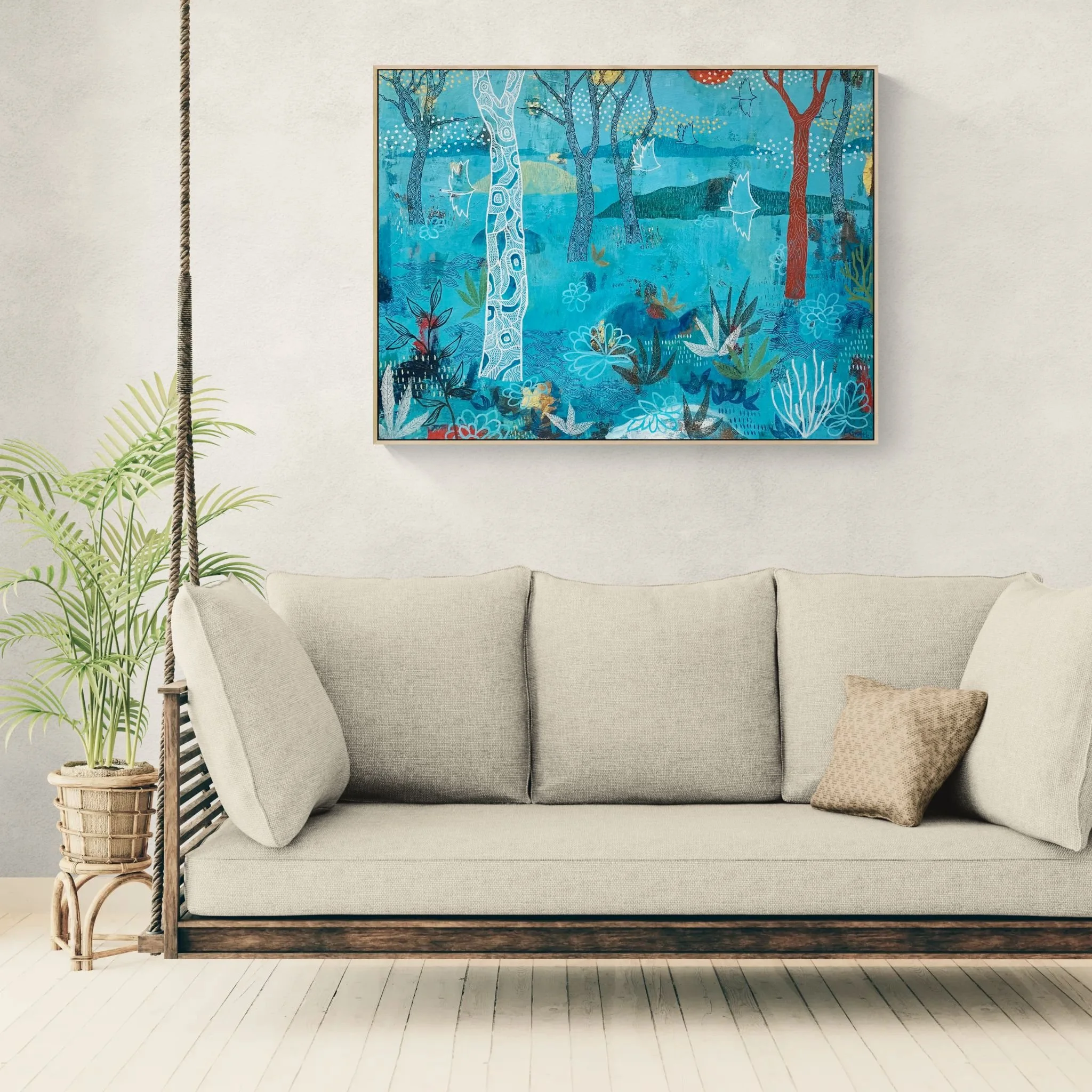 Minimal room with a comfy swing sofa.jpeg