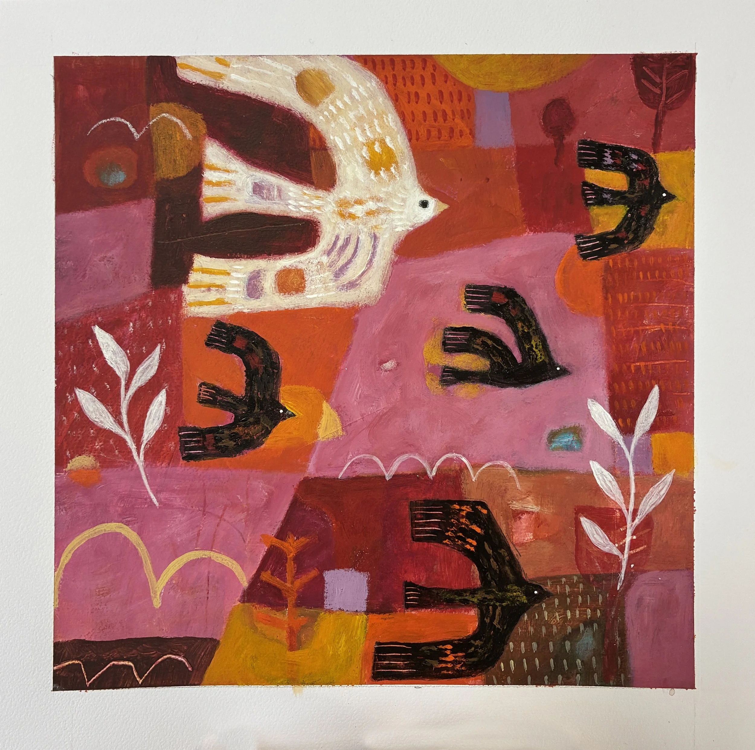 Pink Fields. Studio study, work on paper.