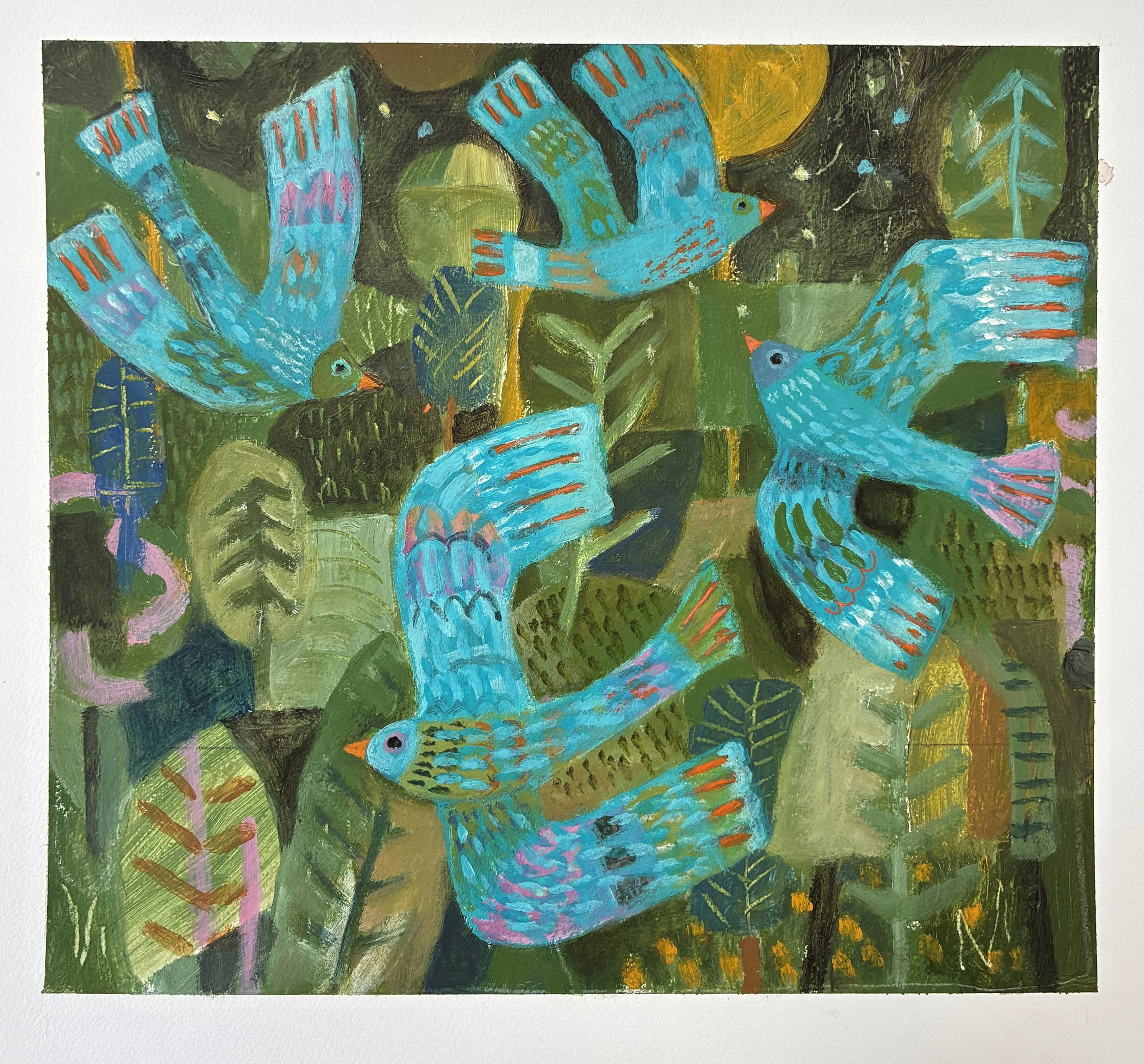 Above the Tree Tops. Studio study, work on paper.