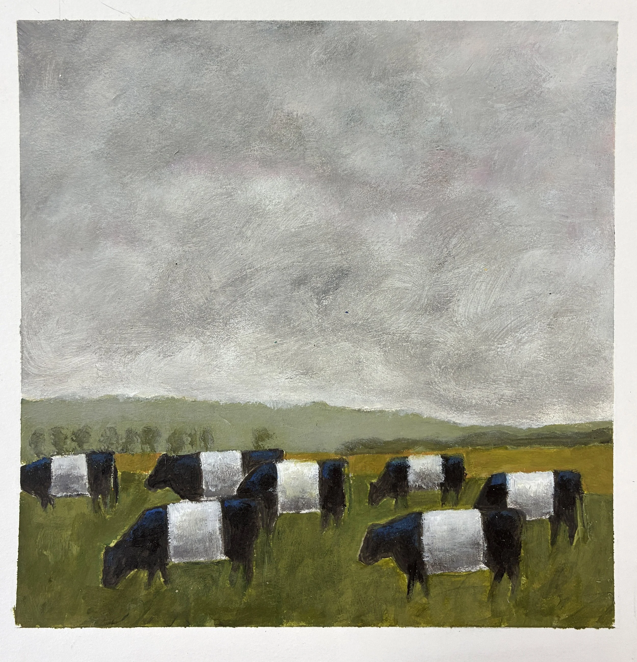 Cows and Overcast. Studio study, work on paper