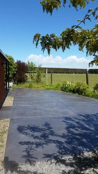 Coloured and Cut Concrete Patio in Wellington
