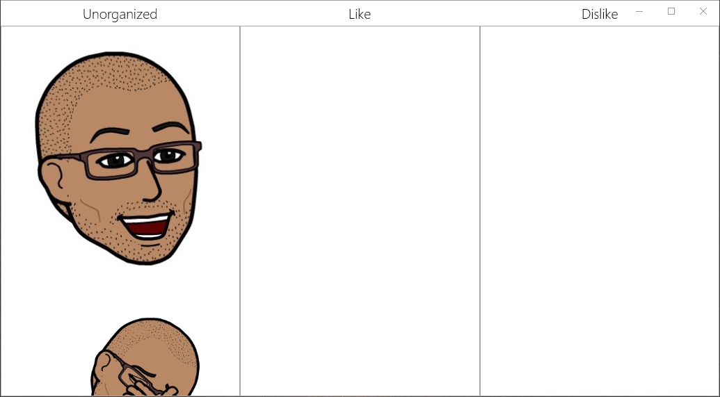 Fig 4. Successfully dropped from the Pictures folder to the Unorganized column