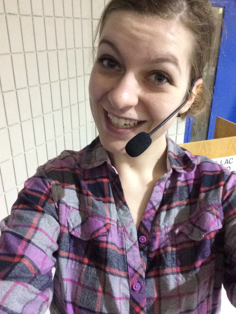 A very happy me before my last of about 100 performances of Wide Open Children's Theatre's tour of Magical Munsch in Fond de Lac, SK.