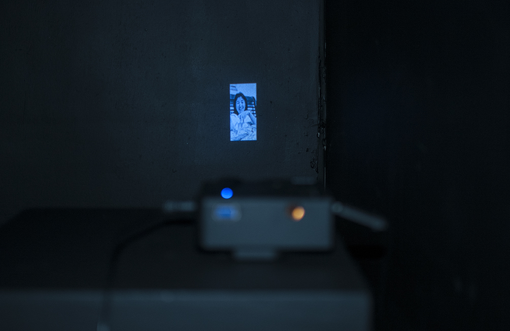 창 chang. Projection, sound piece in a constructed room 96x125x96 inches. Installation view. 