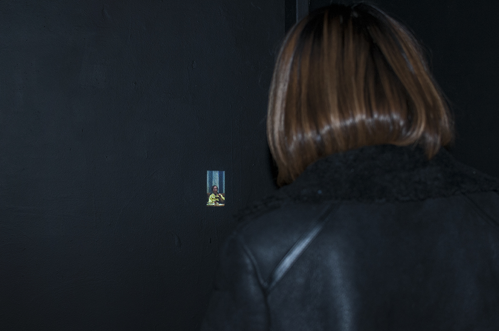 창 chang. Projection, sound piece in a constructed room 96x125x96 inches. Installation view. 