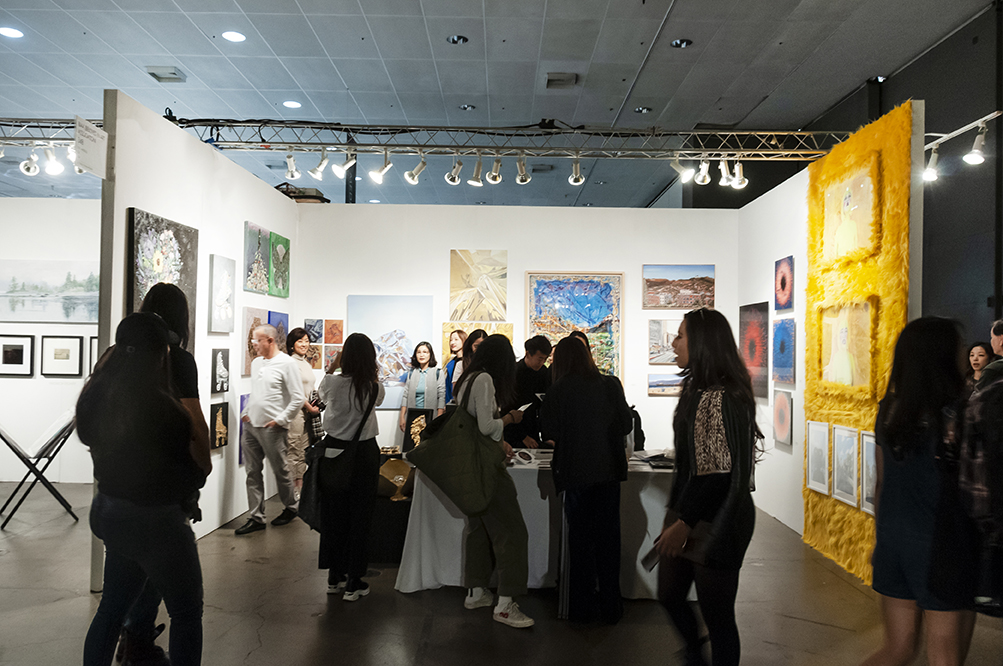 I DARE YOU TO BUY ME I & I DARE YOU TO BUY ME II Photography Installation: Archival prints, yellow shag fur frame, yellow shag fur. 2019 LA Art Show Installation View.