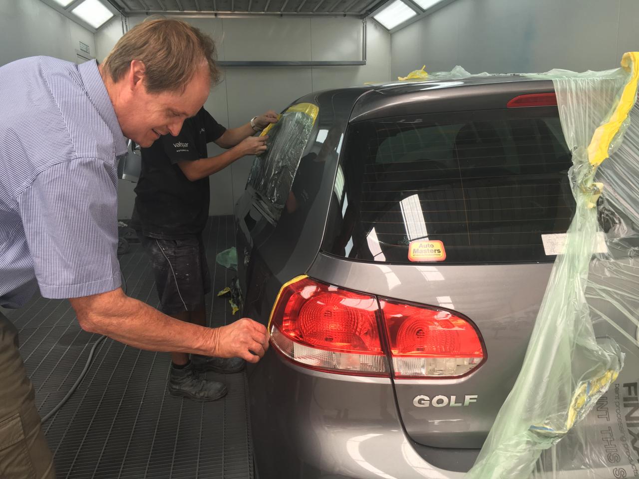 Andrew Jaques inspects a quality repair.