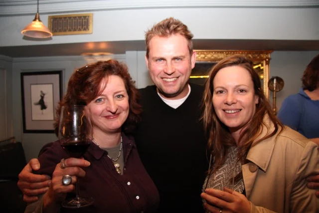 Film-maker Tracy Spottiswoode with actor / producer Vaughan Sivell and Hannah Thomas of Film Agency Wales.
