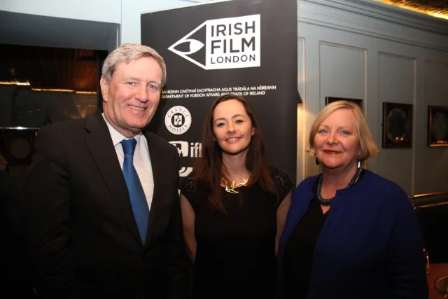 Irish Ambassador Dan Mulhall and his wife Greta with director of Irish Film Festival London Kelly O’Connor (centre).